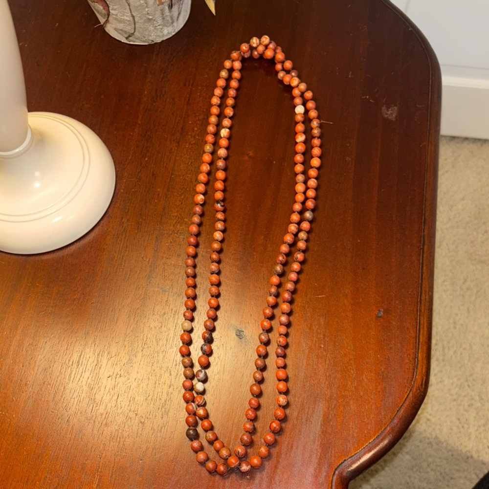 Classic Double-Strand Orange Beaded Necklace